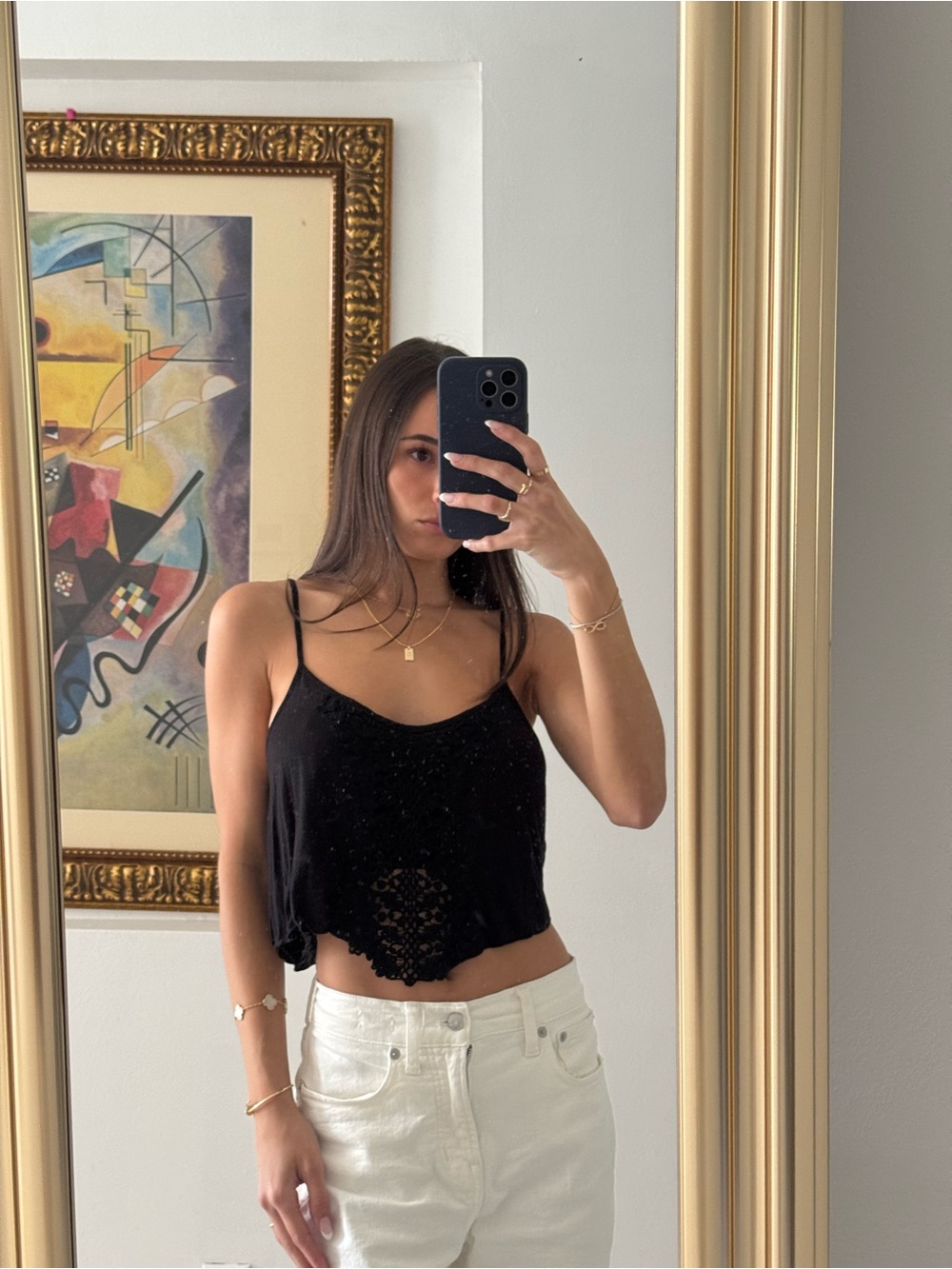 Flowy Black Crop Top Blouse